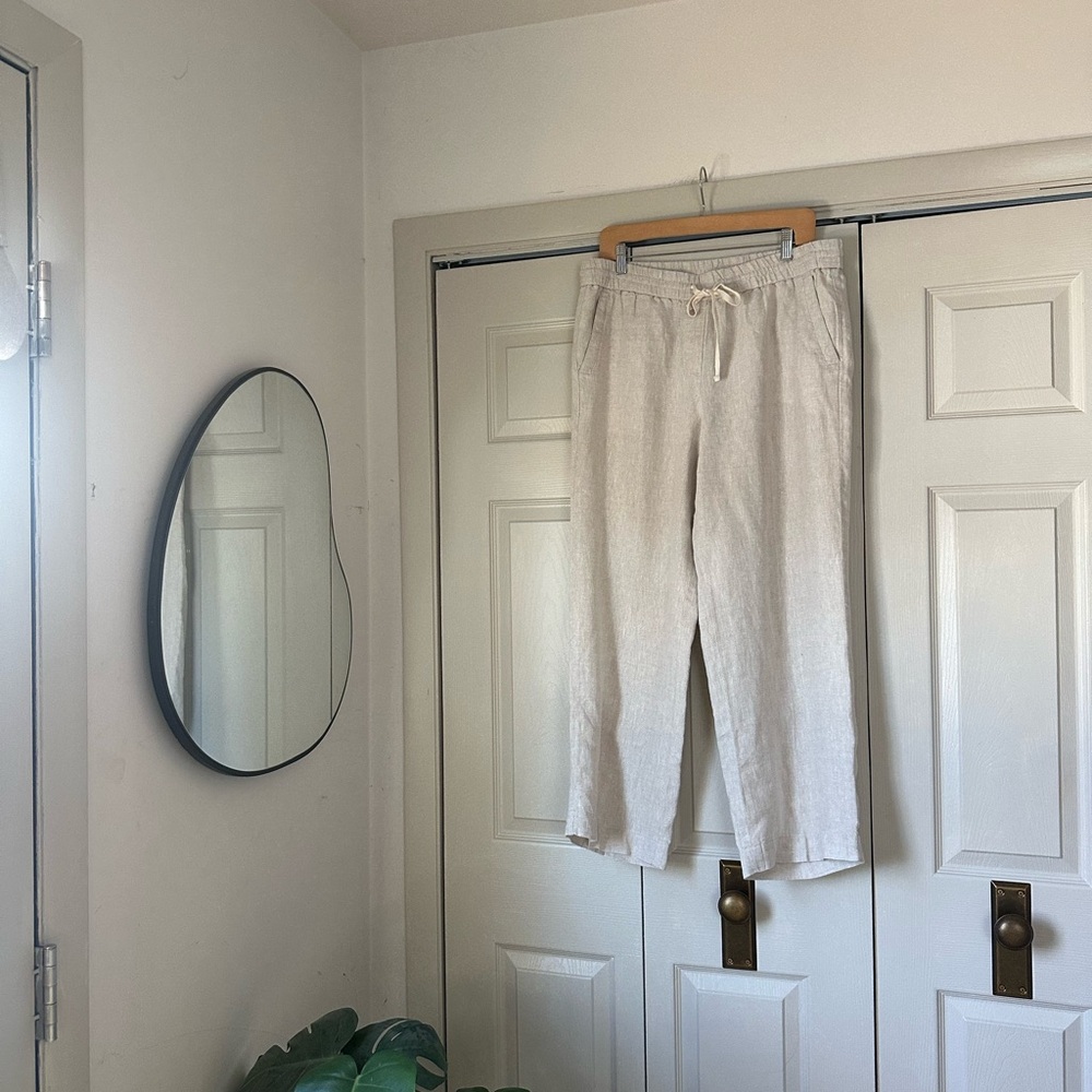 Talbots Light Beige Linen Drawstring Chinos